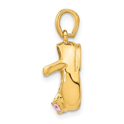 14k Yellow Gold 3-D October/Synthetic Stone Engraveable Shoe Charm