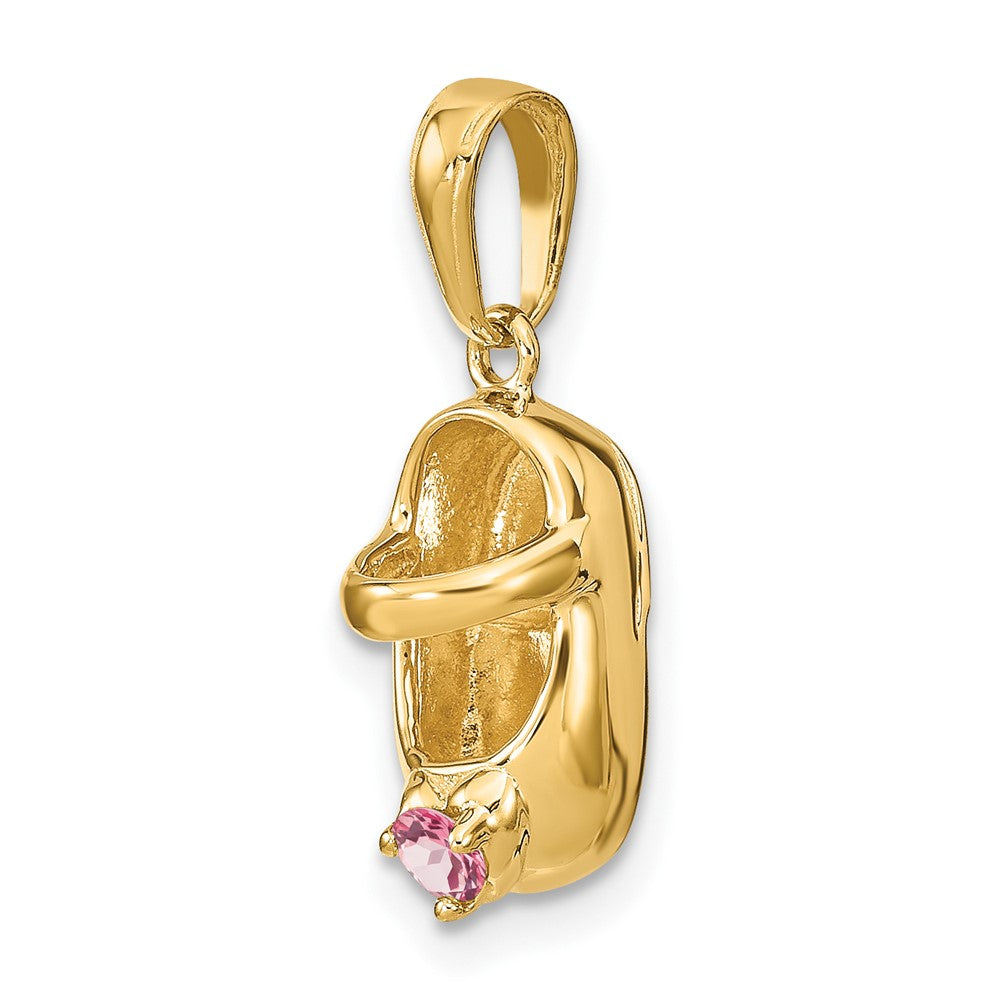 14k Yellow Gold 3-D October/Synthetic Stone Engraveable Shoe Charm