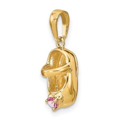 14k Yellow Gold 3-D October/Synthetic Stone Engraveable Shoe Charm