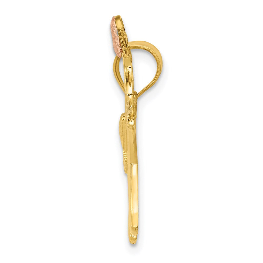 14k Two-tone Gold w/White Rhodium D/C Elephant w/Heart Pendant