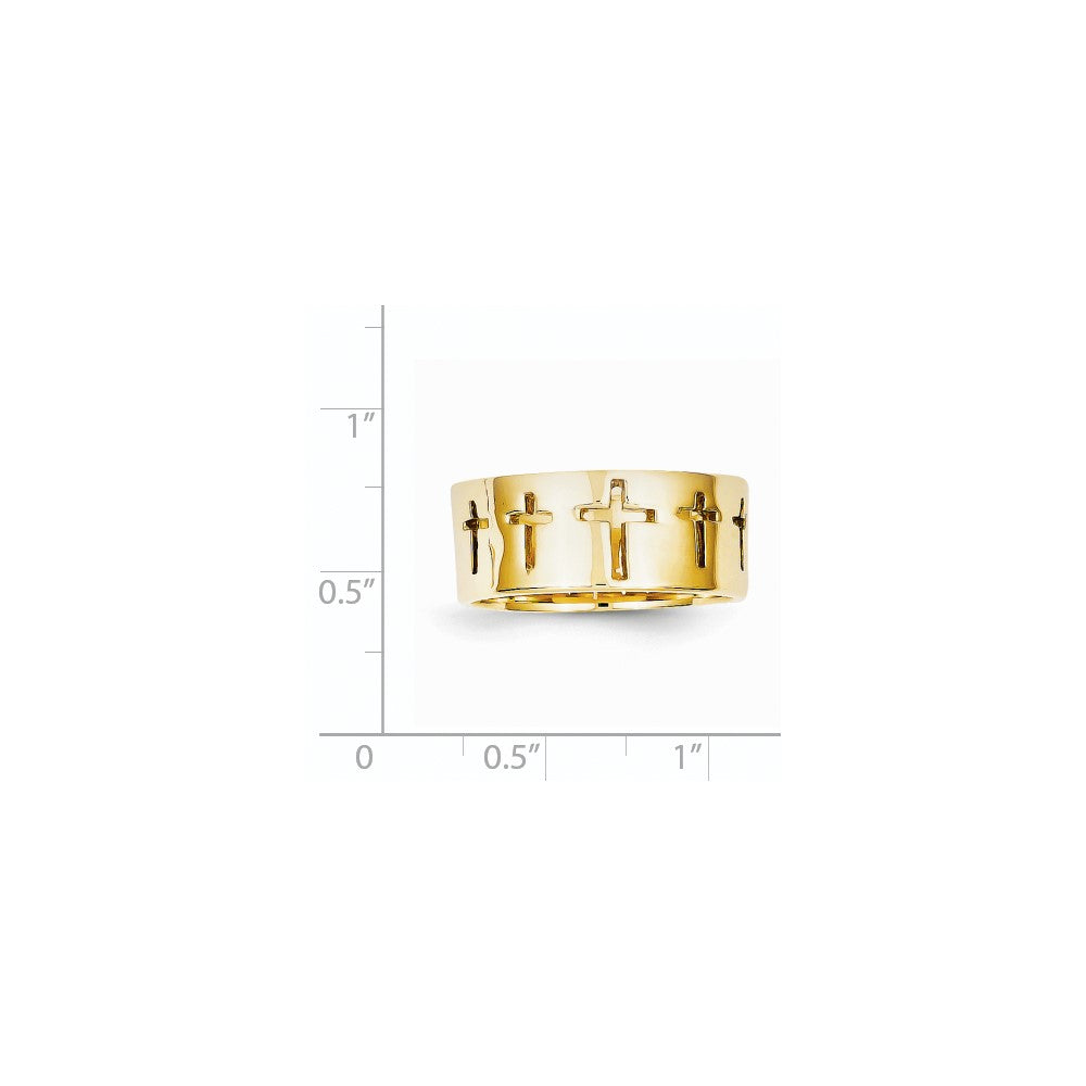 14K Yellow Gold Men's Cutout Crosses Ring