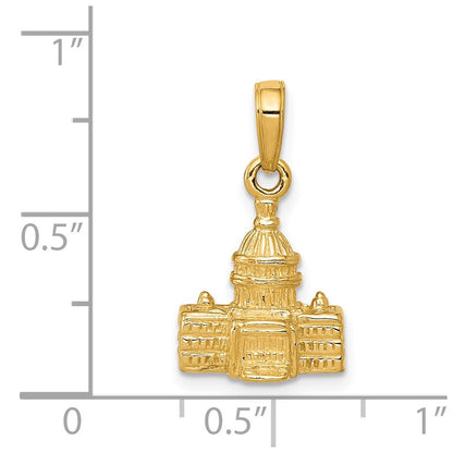 14k Yellow Gold 3D Washington D.C. Capital Building Pendant