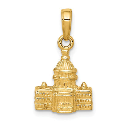 14k Yellow Gold 3D Washington D.C. Capital Building Pendant