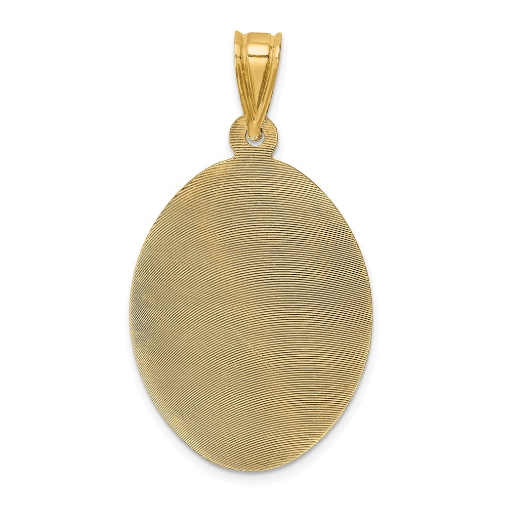 14k Yellow Gold Polished D/C Sagrado Corazon Oval Pendant