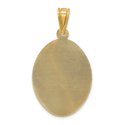 14k Yellow Gold Polished D/C Sagrado Corazon Oval Pendant