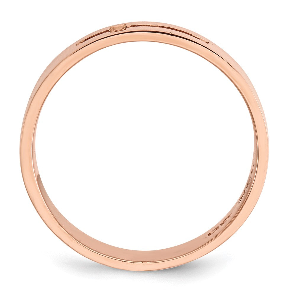 14k Rose Gold Polished Cut-out Cross Men's Ring