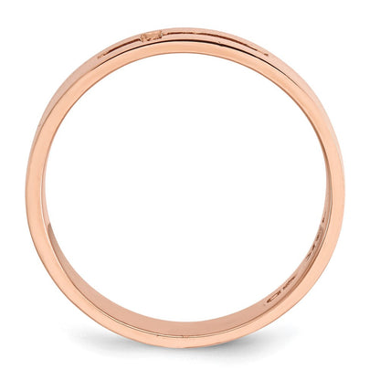 14k Rose Gold Polished Cut-out Cross Men's Ring