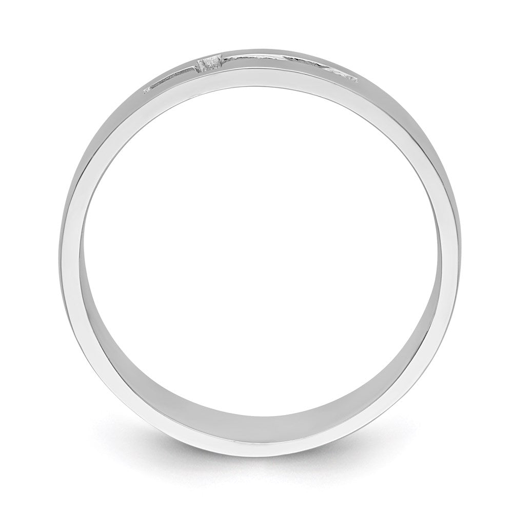 14k White Gold Polished Cut-out Cross Men's Ring