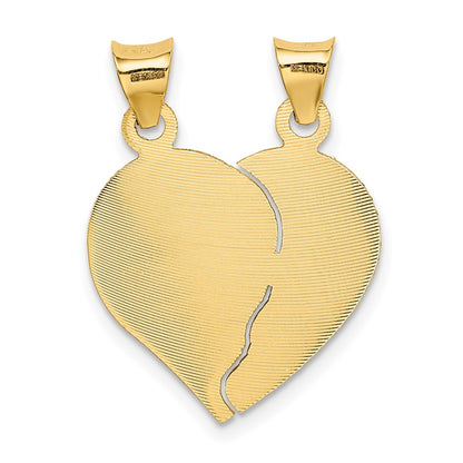 14k Yellow & Rhodium Gold w/Rose/White Rhod Break Apart D/C Heart and Circle Pendant