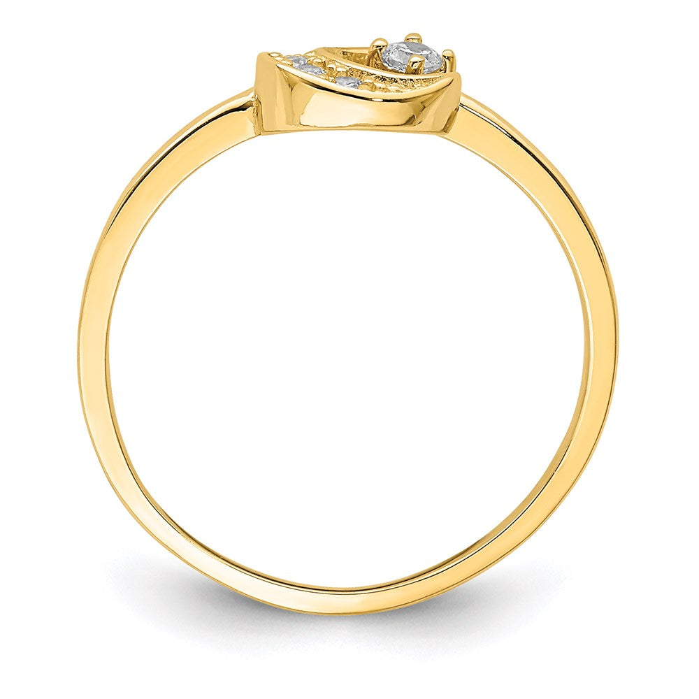 14K Yellow Gold CZ Moon Ring