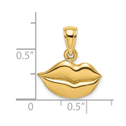 14k Yellow Gold 2-D  Polished Lips Charm