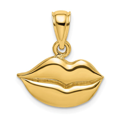 14k Yellow Gold 2-D  Polished Lips Charm