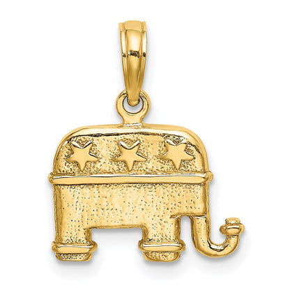 14k Yellow Gold 3-D Textured Republican Elephant Charm