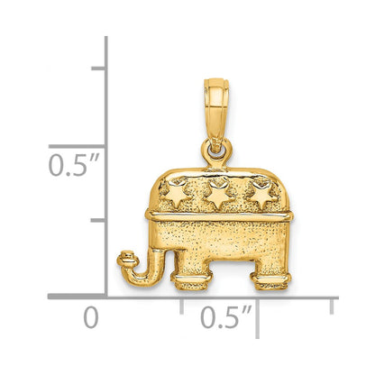 14k Yellow Gold 3-D Textured Republican Elephant Charm