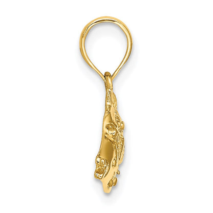 14k Yellow Gold 2-D Polished  Engraved Fish Charm