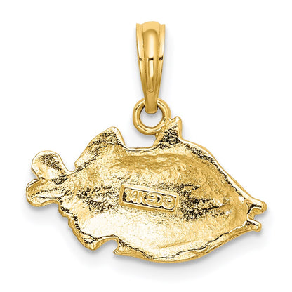 14k Yellow Gold 2-D Polished  Engraved Fish Charm