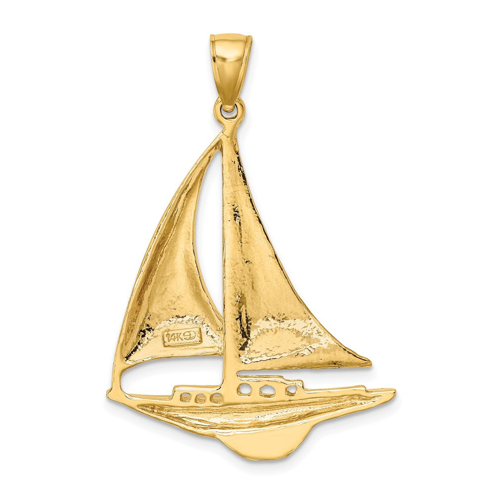 14k Yellow Gold Polished Sailboat Charm