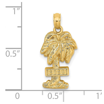 14k Yellow Gold HHI (HILTON HEAD ISLAND) Palm Tree Charm