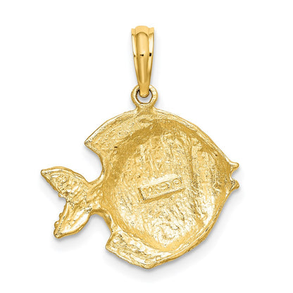 14k Yellow Gold Polished  Engraved Fish Charm