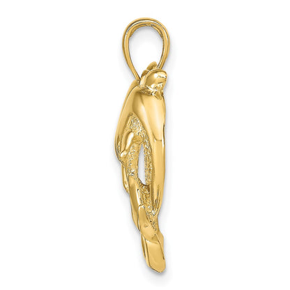 14k Yellow Gold Dolphins Pendant