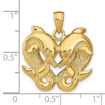 14k Yellow Gold Dolphins Pendant