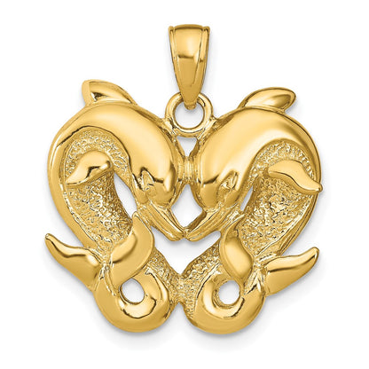 14k Yellow Gold Dolphins Pendant