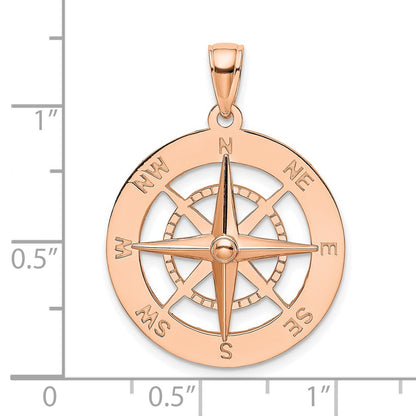 14k Rose Gold Nautical Compass Pendant