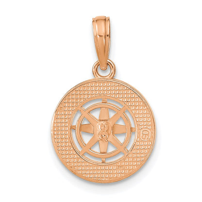 14k White/Rose Gold Rose and White Gold Medium Nautical Compass Pendant