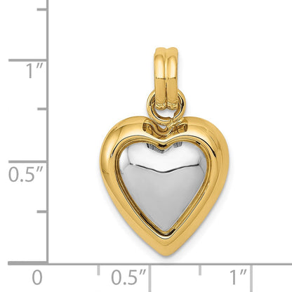 14k Yellow & Rhodium Gold w/White Rhodium Polished Heart Pendant