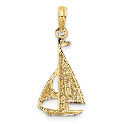 14k Yellow Gold 2-D Polished Sailboat Charm