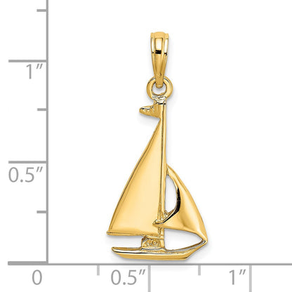 14k Yellow Gold 2-D Polished Sailboat Charm