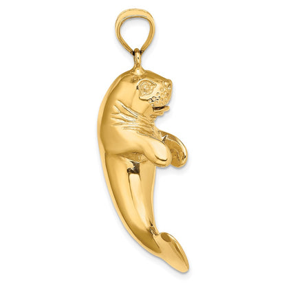 14k Yellow Gold 3-D Polished Manatee Charm