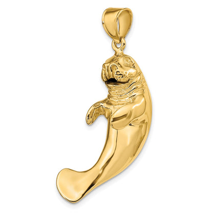 14k Yellow Gold 3-D Polished Manatee Charm