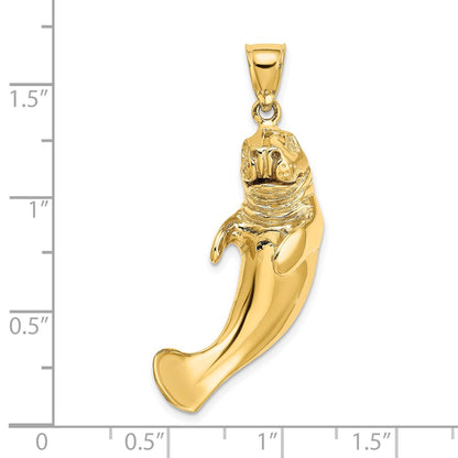 14k Yellow Gold 3-D Polished Manatee Charm
