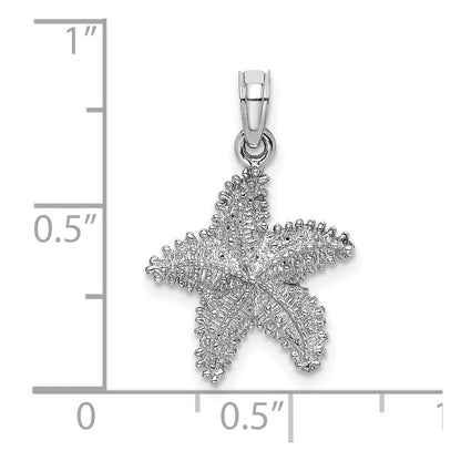 14k White Gold Beaded Textured Starfish Charm