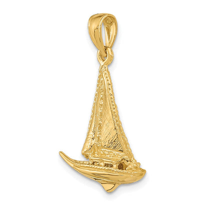 14k Yellow Gold 3-D Polished Sailboat Charm