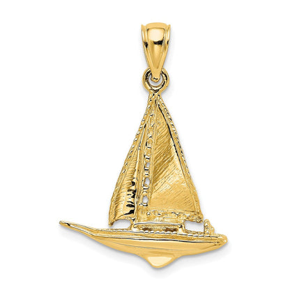 14k Yellow Gold 3-D Polished Sailboat Charm