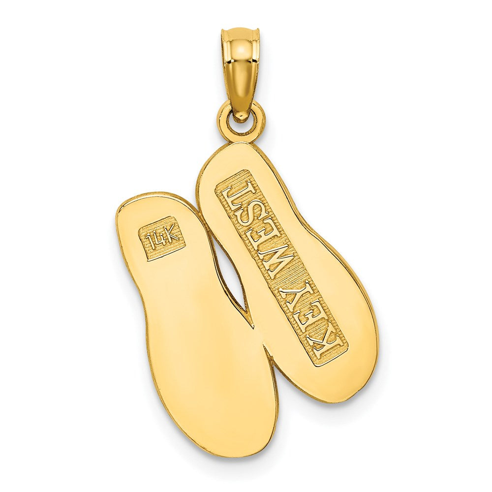 14k Yellow Gold  3D Large KEY WEST Double Flip Flop Charm