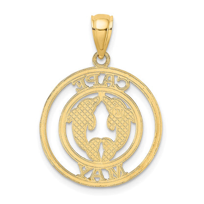 14k Yellow Gold CAPE MAY w/ Dolphins Round Charm