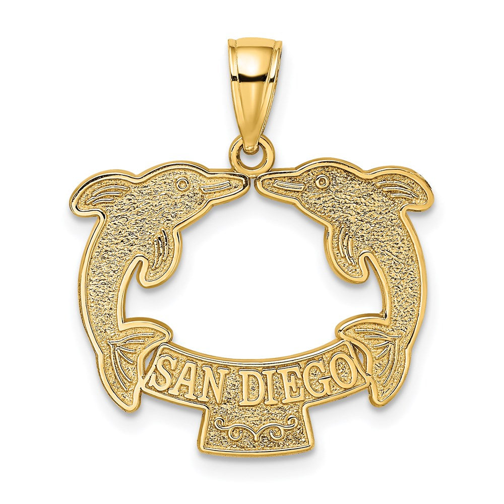 14k Yellow Gold SAN DIEGO w/ Dolphins Charm