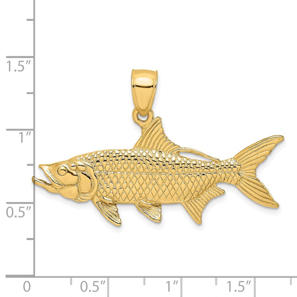 14k Yellow Gold 3-D Textured Oxeye Tarpon Fish Charm