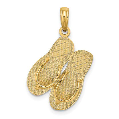 14k Yellow Gold 3D Large Polished CAPE MAY DOUBLE FLIP-FLOP Charm