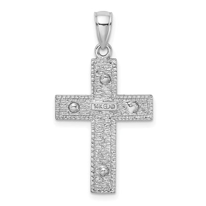 14k White Gold Cross Charm