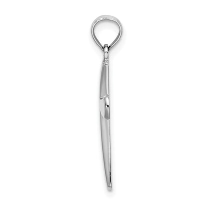 14k White Gold Polished Beveled Cross w/ Round Tips Charm
