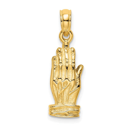 14k Yellow Gold 3-D Praying Hands Charm