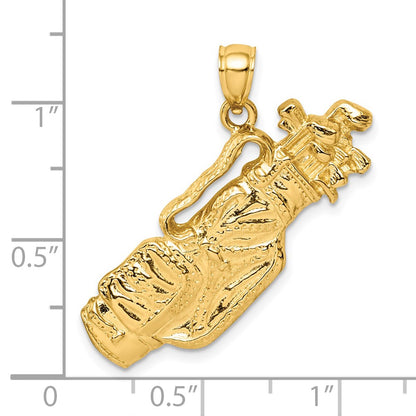 14k Yellow Gold 2-D Golf Bag and Clubs Charm