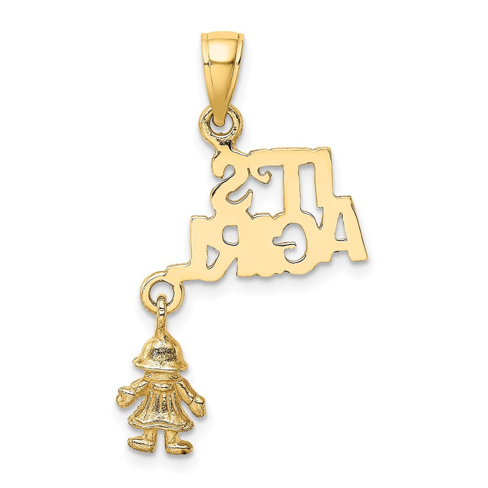 14k Yellow Gold Moveable ITS A GIRL with Doll