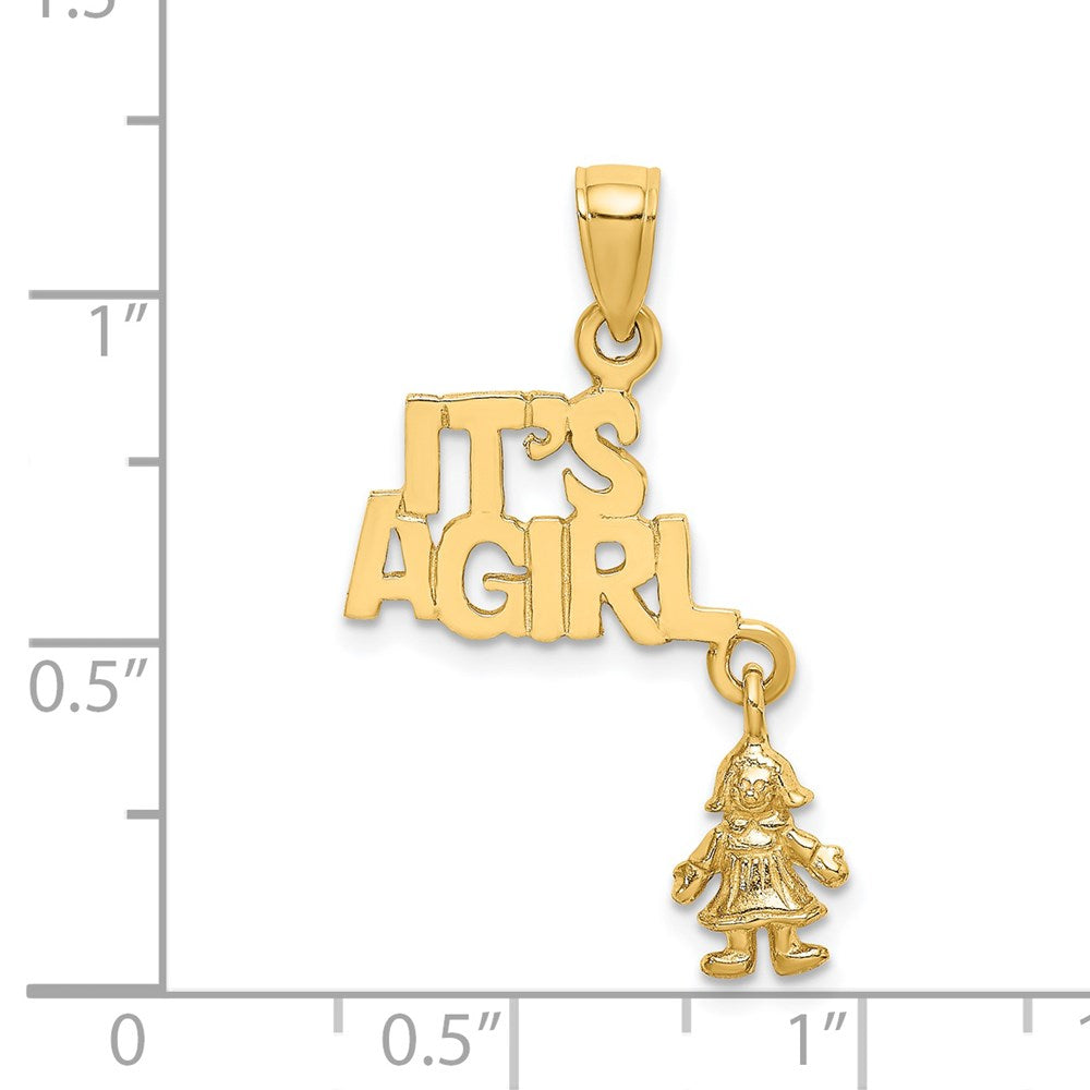14k Yellow Gold Moveable ITS A GIRL with Doll