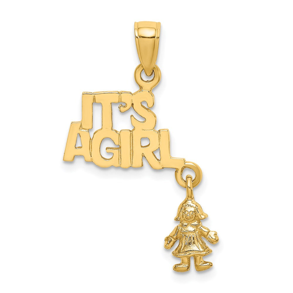 14k Yellow Gold Moveable ITS A GIRL with Doll