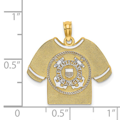14k Yellow u0026 Rhodium Gold w/Rhodium US COAST GUARD T-Shirt Charm